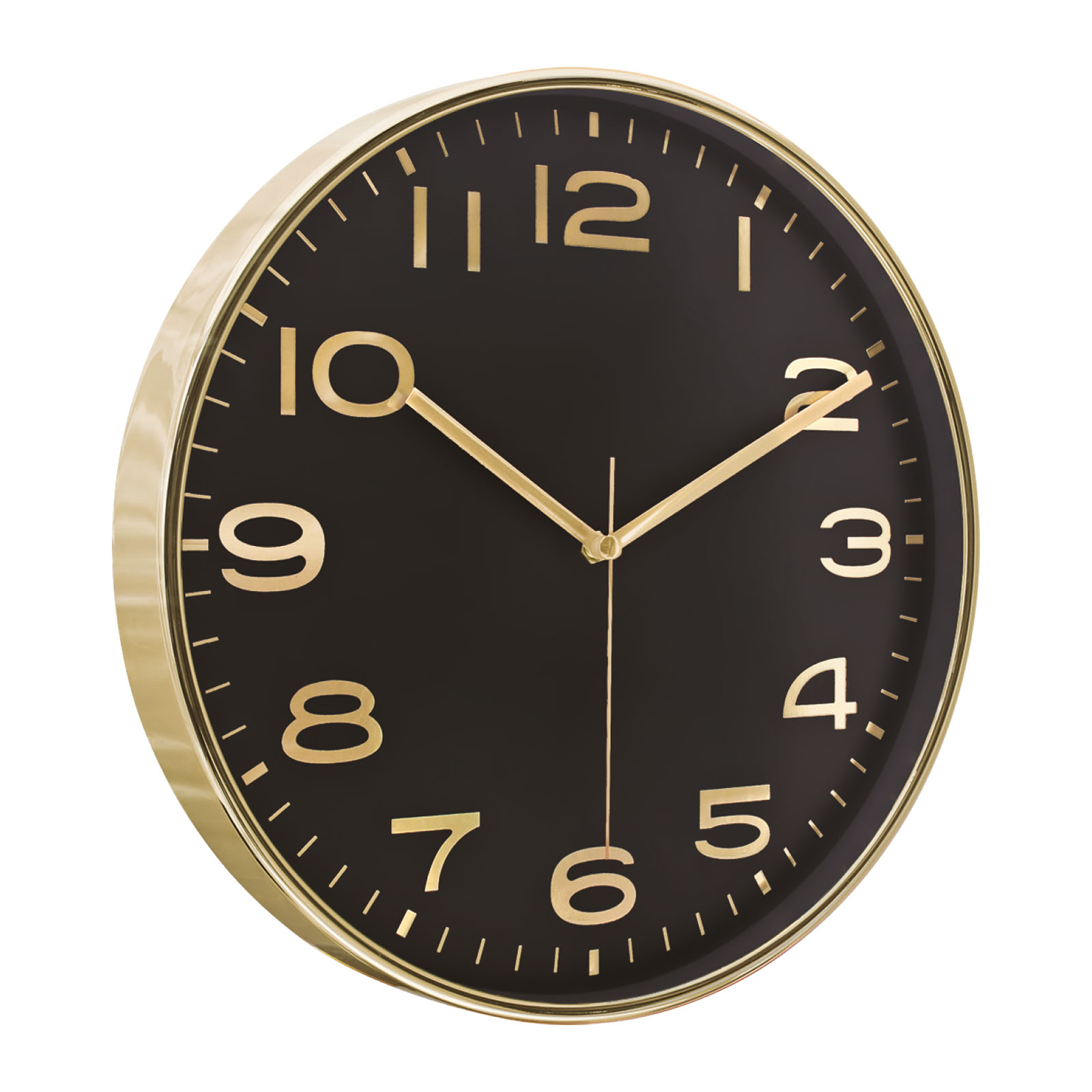 HADES406 SİYAH-ALTIN METALİZE ÇERÇEVE DUVAR SAATİ(380 MM)